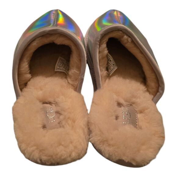 UGG PEARLE IRIDESCENT METALLIC Slides Sherpa Mules Slippers size 8‎ new - Picture 4 of 8
